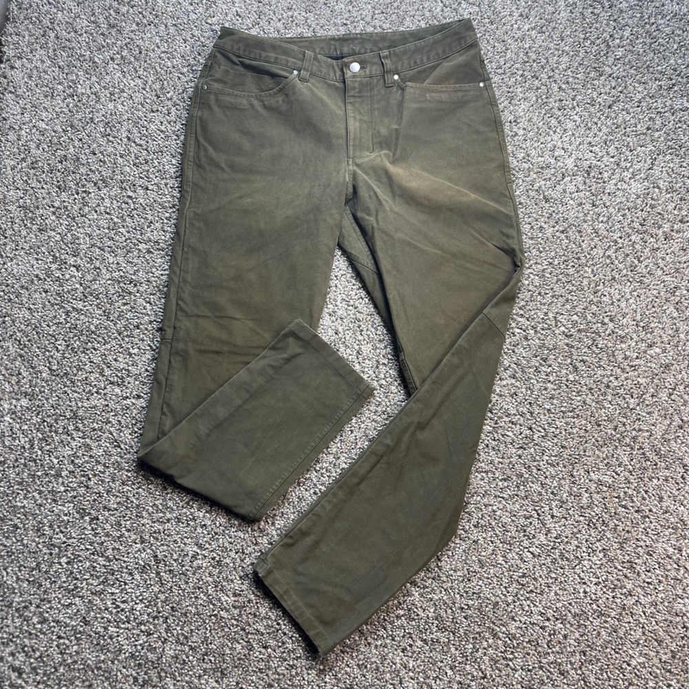 Lululemon Lab Men's 32x30 Canvas Jeans Olive Green Articulated Knee Straight